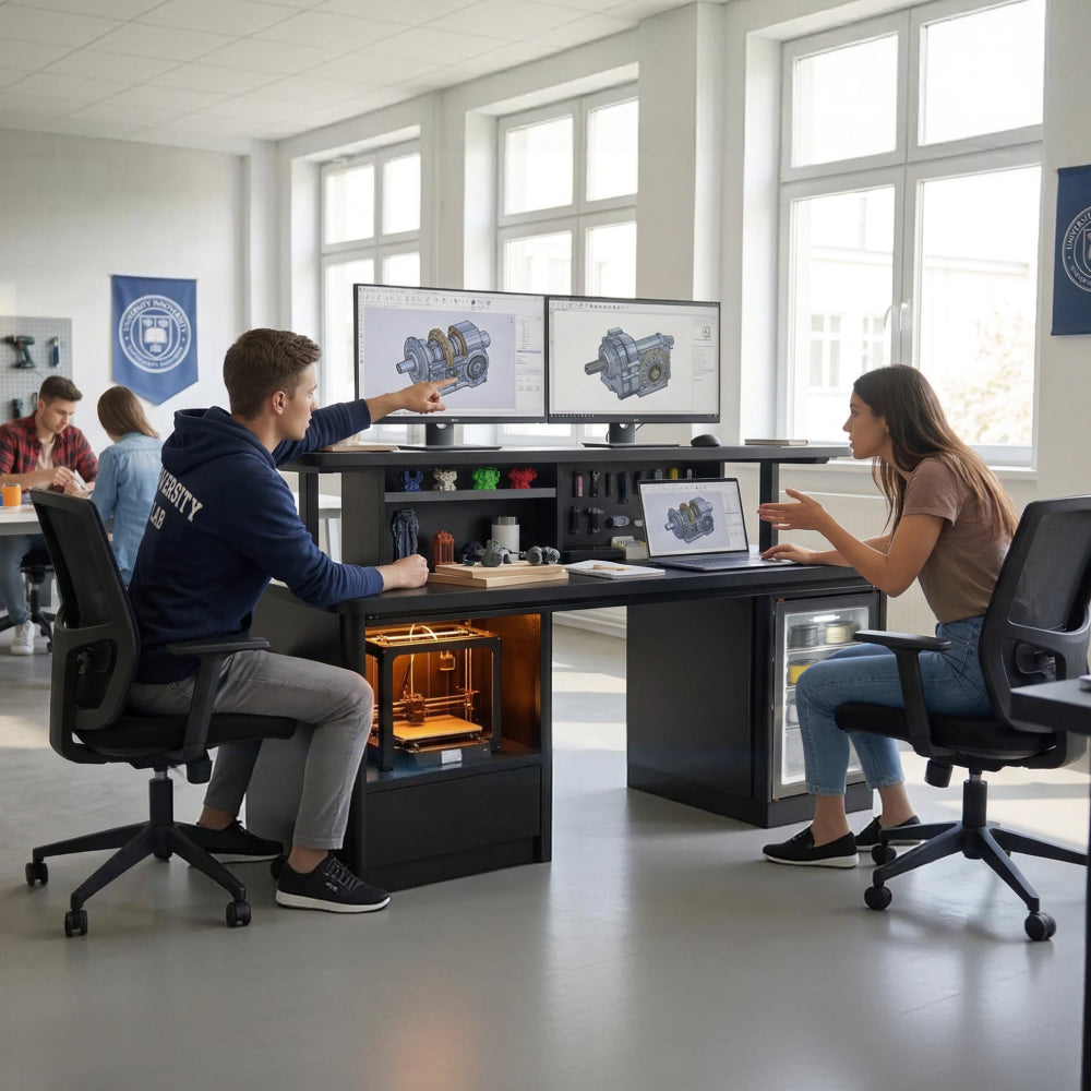 The World’s First All-in-One Electric Sit-Stand Desk for 3D Printing.