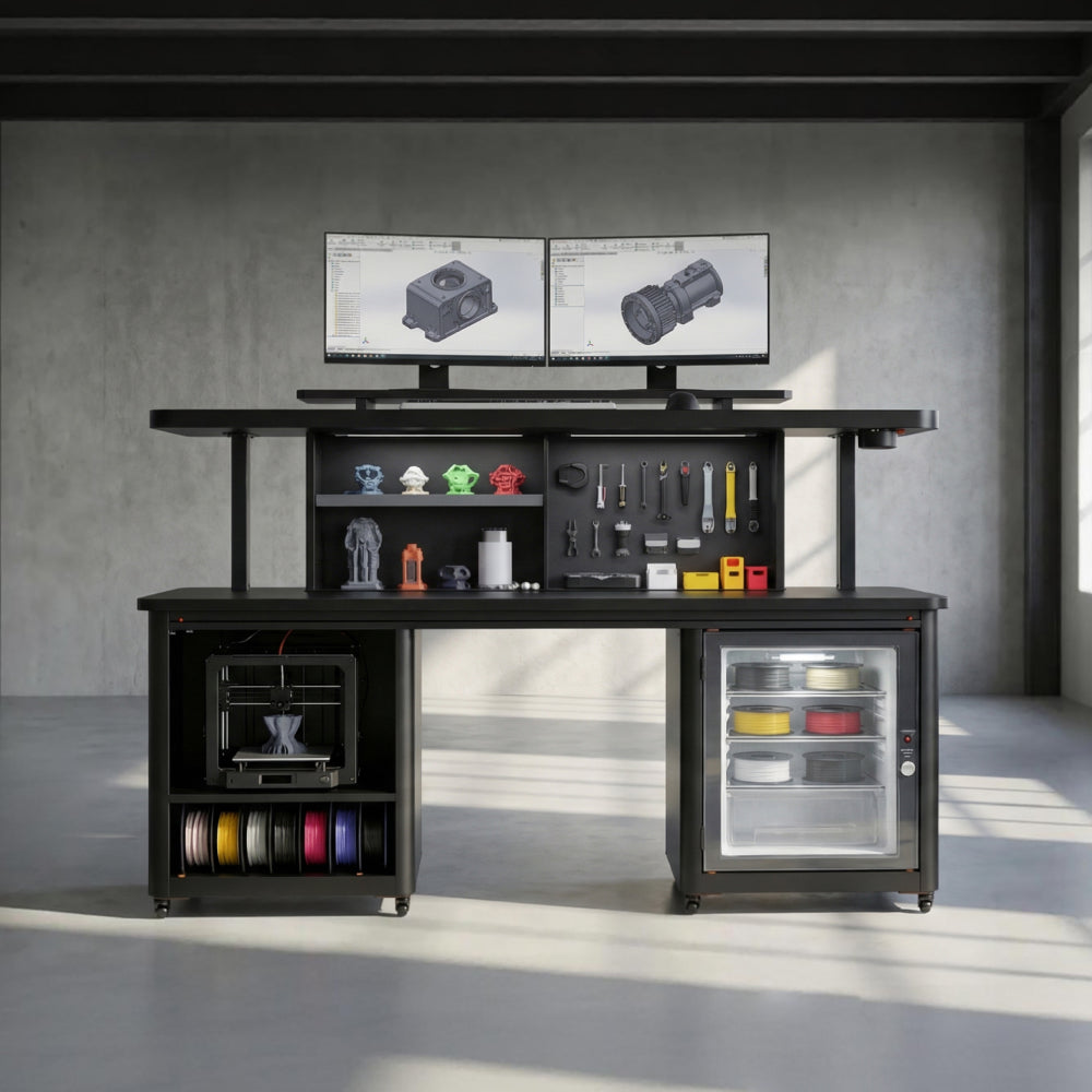 The World’s First All-in-One Electric Sit-Stand Desk for 3D Printing.