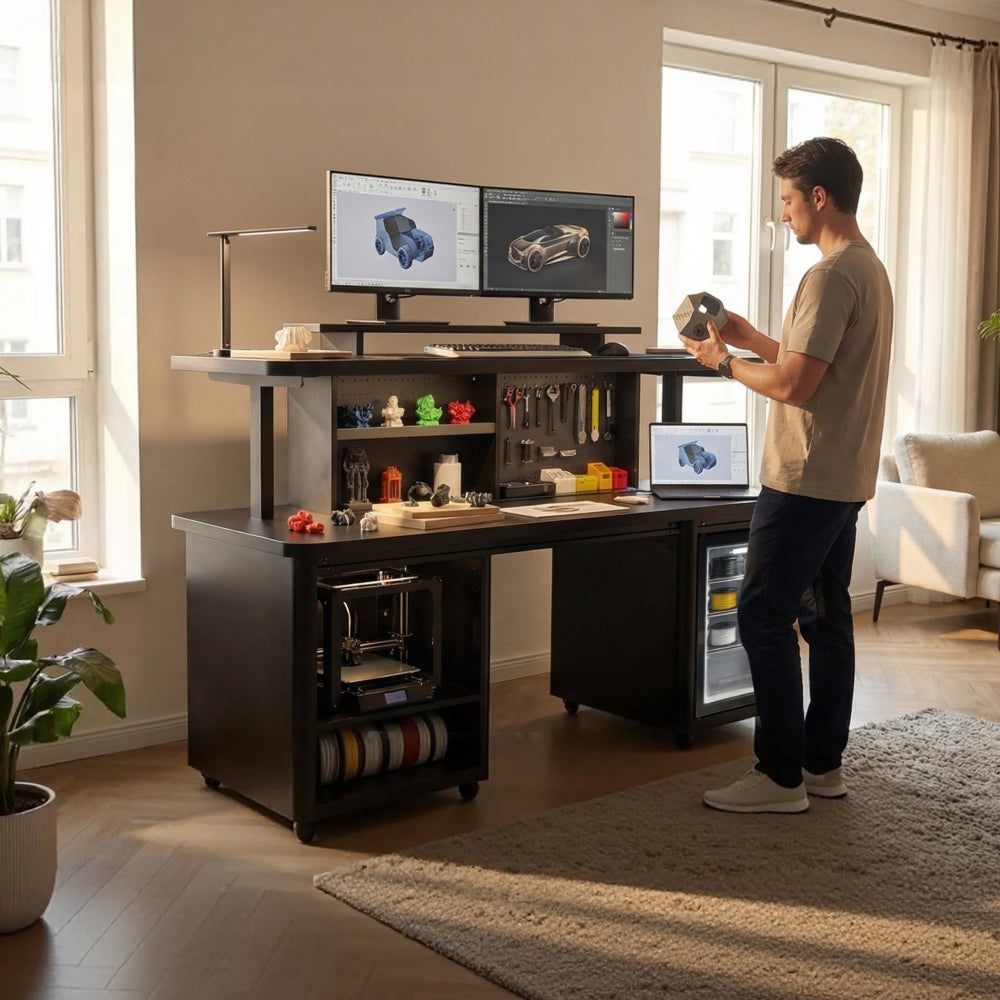 The World’s First All-in-One Electric Sit-Stand Desk for 3D Printing.